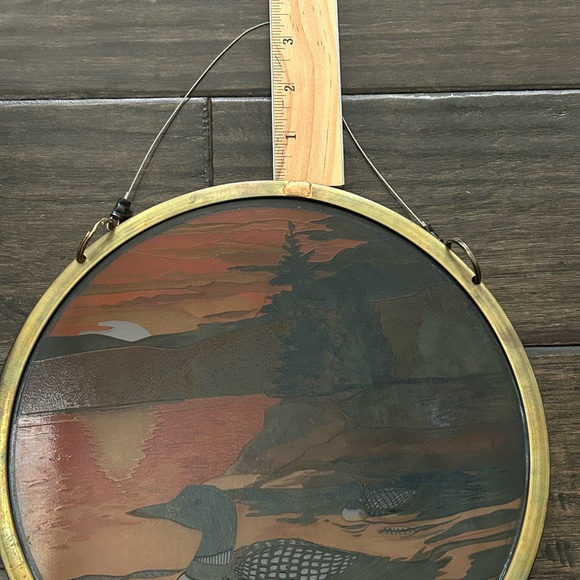 1 Pair Vtg Glassmasters The Loon Stained Glass Light Catcher Wall Hanging Copper - Picture 16 of 16